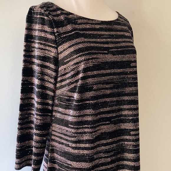 NWT Metallic Rose Gold Velvet Cocktail Long Sleeve Dress - Picture 10 of 16